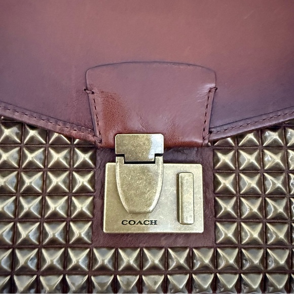 Coach brown leather Legacy Archival lock studded messenger satchel bag NWOT - Picture 5 of 6